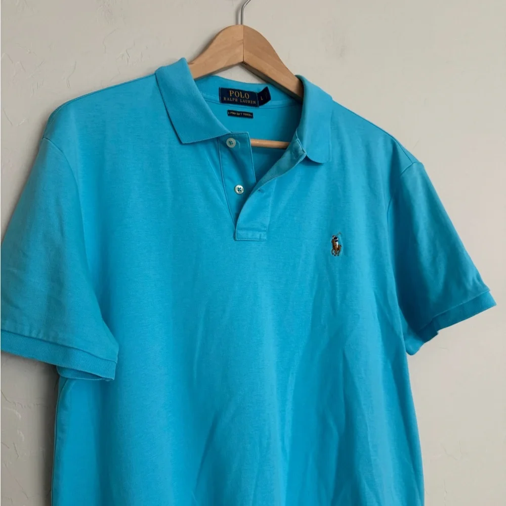 POLO Ralph Lauren Turquoise Polo Shirt Size Large Pima Cotton